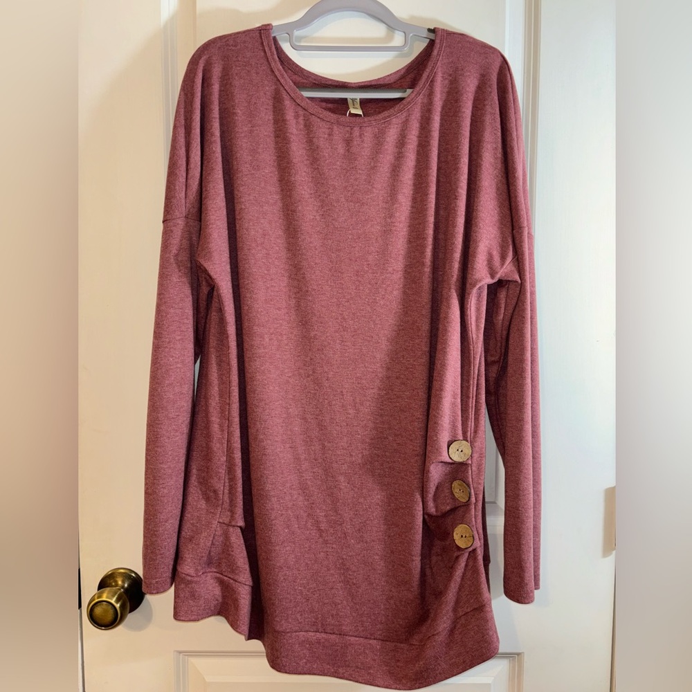 Yincro 2X long sleeve cozy sweater pink/mauve color